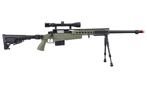 WellFire Bolt Action Airsoft Sniper Rifle w/ Scope & Bipod (OD GREEN) - ssairsoft.com