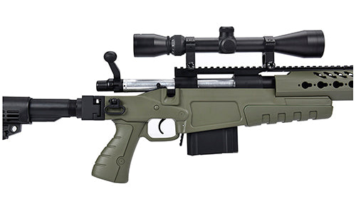 WellFire Bolt Action Airsoft Sniper Rifle w/ Scope & Bipod (OD GREEN) - ssairsoft.com