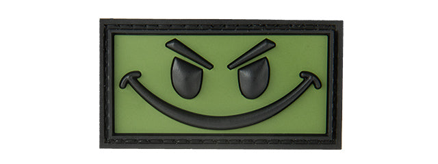 BIG EVIL SMILEY PVC MORALE PATCH (OD GREEN) - ssairsoft.com