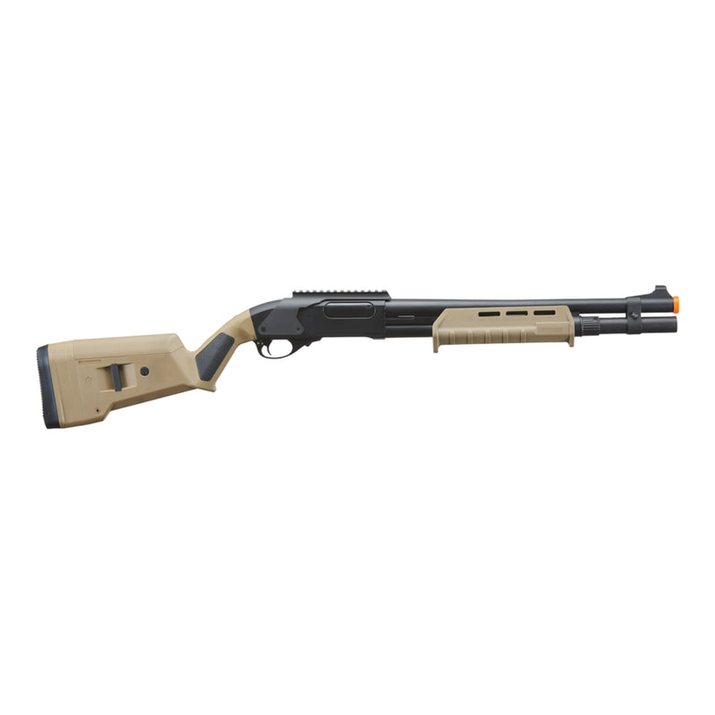 Golden Eagle Airsoft M870 MP M-LOK Style 3/6-Shot Pump Action Gas Shotgun w/ Shell Holder (Tan) - ssairsoft