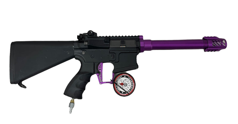 SSG-1 Purple Blade includes: G&G polymer upper and lower receiver  G&G SSG1 purple outer barrel  Stubby Stock  G&G Blade trigger in purple  Polarstar Jack  Laylax 6.03 Prometheus 205mm inner barrel