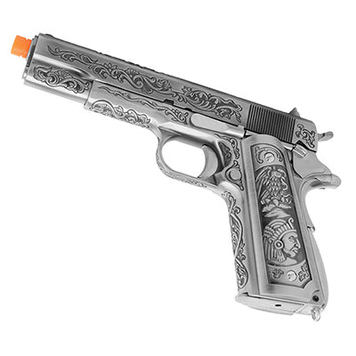 WE Tech Full Metal Gas Blowback Floral Pattern 1911 (SILVER) - ssairsoft.com