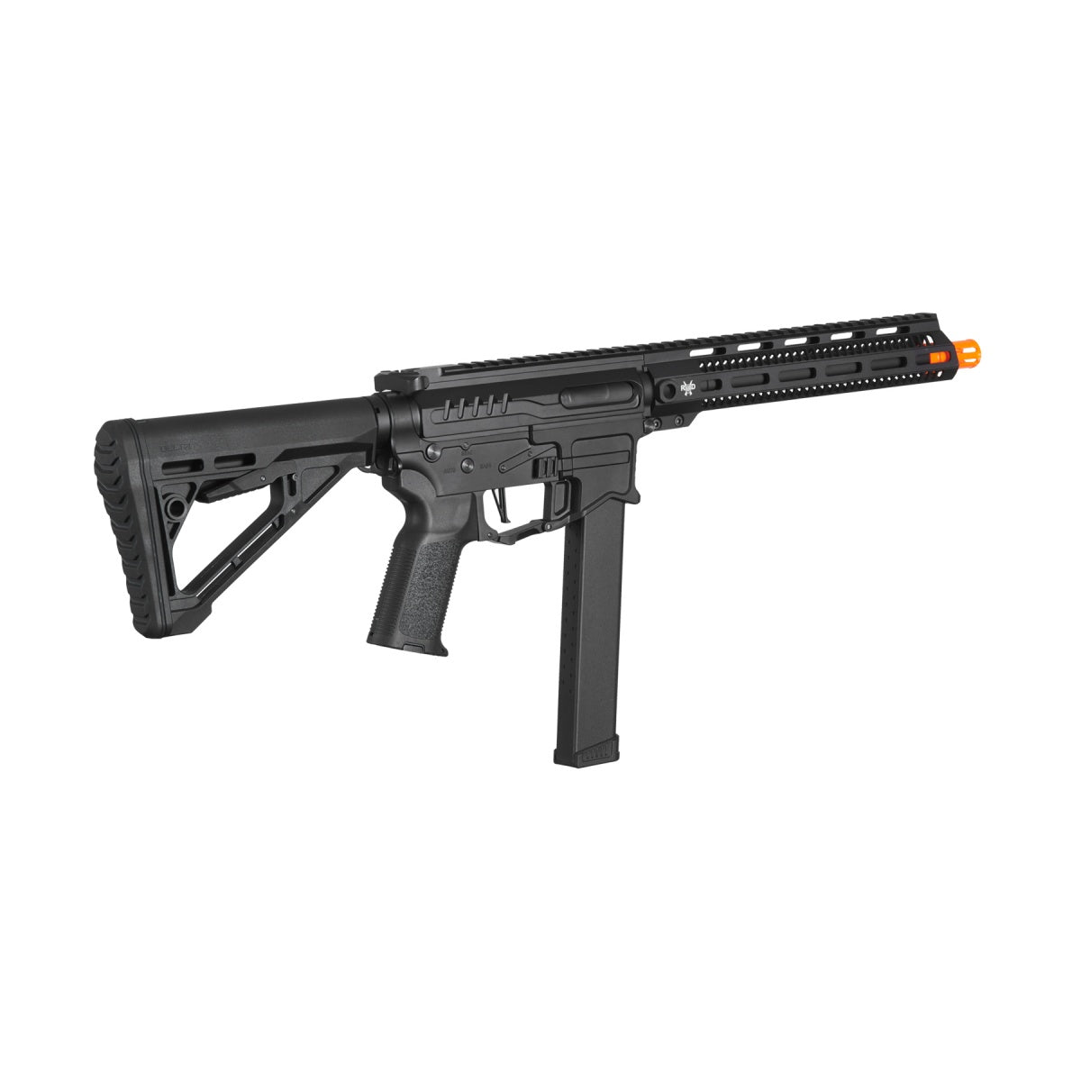 Zion Arms R&D Precision Licensed PW9 Mod 1 Long Rail Airsoft Rifle with Delta Stock (Color: Black) - ssairsoft