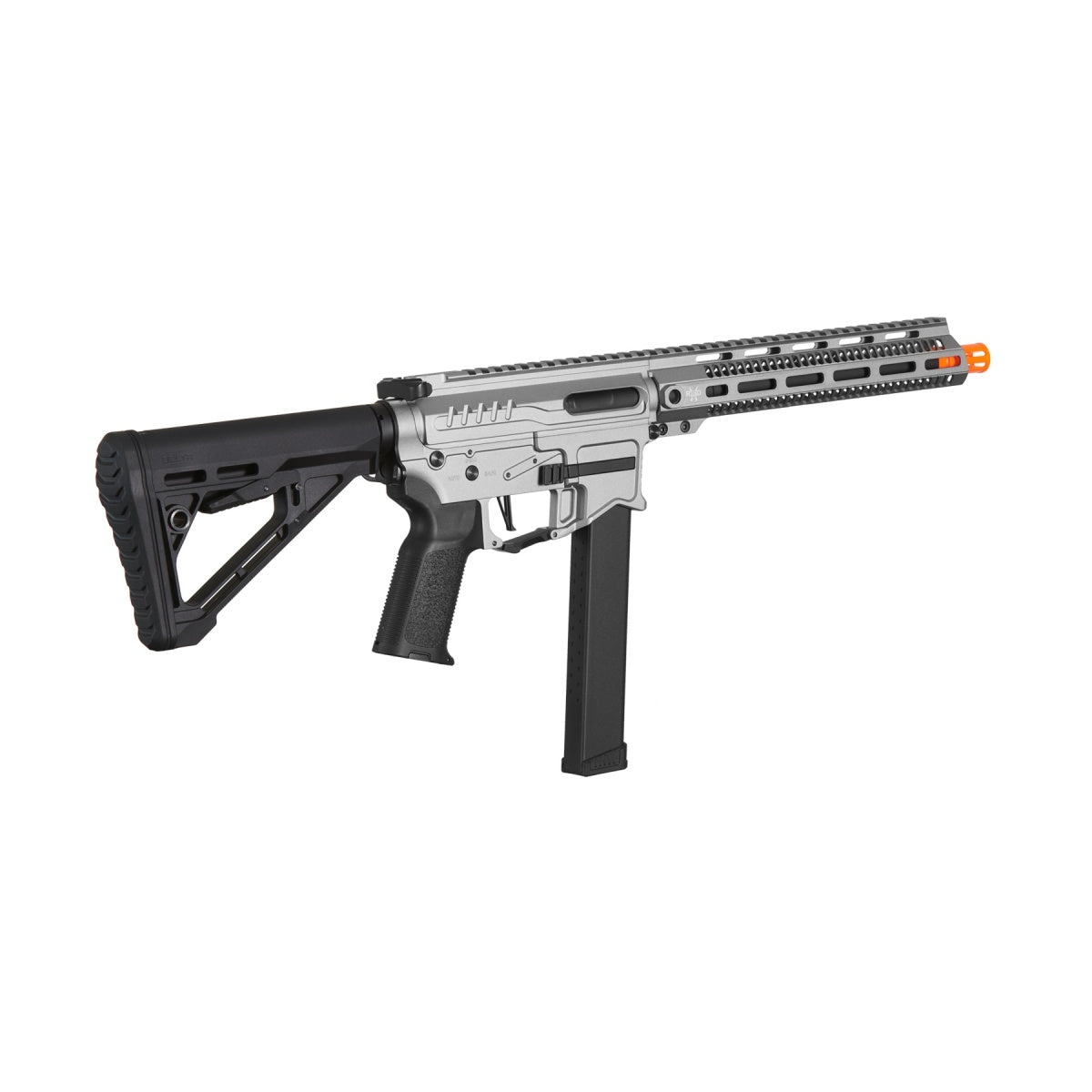 Zion Arms R&D Precision Licensed PW9 Mod 1 Long Rail Airsoft Rifle with Delta Stock - ssairsoft