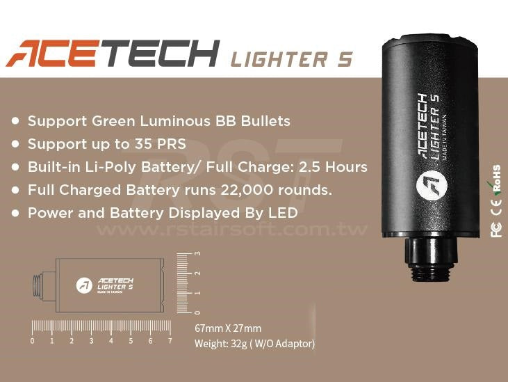 Noveske Silver KX3 Flash Hider w/ Built-In ACETECH Lighter S Ultra Compact Rechargeable Tracer - ssairsoft.com