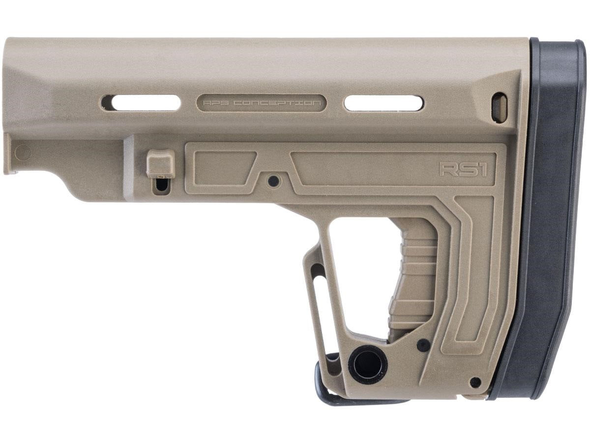 APS RS-1 Retractable Stock for M4/M16 Airsoft AEGs (Color: Tan) - ssairsoft.com