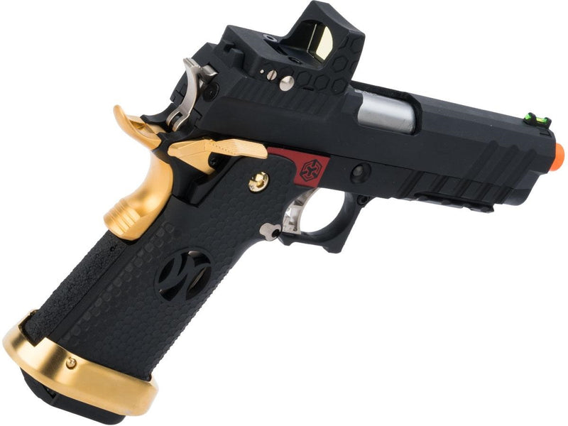 AW Custom HX26 "Match King" Compact Hi-CAPA Gas Blowback Airsoft Pistol Gold/Red