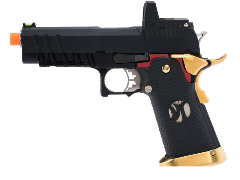 AW Custom HX26 "Match King" Compact Hi-CAPA Gas Blowback Airsoft Pistol Gold/Red