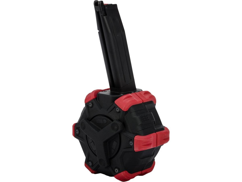 AW Custom Drum Magazine for Gas Blowback Airsoft Pistols & Rifles (Type: TM Hi-Capa / Red)