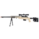 WellFire Bolt Action Airsoft Sniper Rifle w/ Scope &amp; Bipod (TAN) - ssairsoft.com