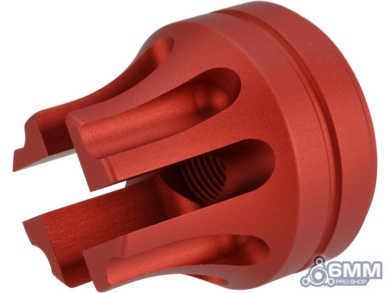6mmProShop Diablo Type Flash Hider for Airsoft Rifles (Color: RED / 14mm Negative) - ssairsoft