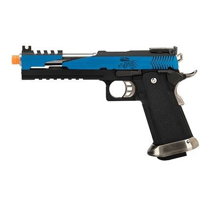 WE Tech 1911 Hi-Capa T-Rex Competition w/ Top Vent (BLUE / SILVER) - ssairsoft.com