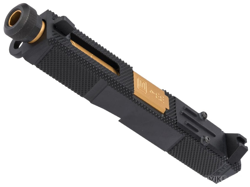 EMG SAI Utility Slide Set for GLOCK 19 Gen.3 Series GBB Pistols w/ RMR Cut Black Slide / Gold Barrel - ssairsoft.com