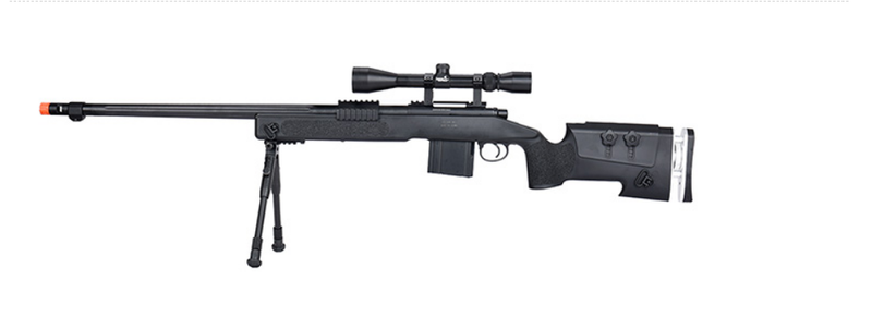 WellFire M40A3 Bolt Action Sniper Rifle w/ Scope (BLACK) - ssairsoft.com