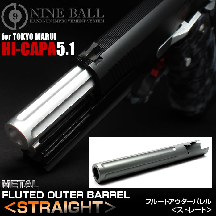 Laylax Fluted Outer Barrel for Tokyo Marui Hi-CAPA 5.1 Series GBB Pistols - Silver - ssairsoft.com