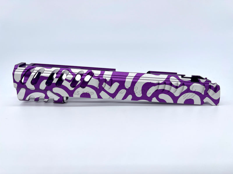 SS Custom Laser engraved Tribal Jungle Cat Purple TM 5.1 Slide - ssairsoft