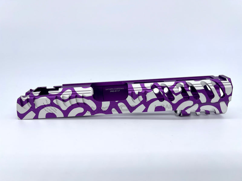 SS Custom Laser engraved Tribal Jungle Cat Purple TM 5.1 Slide - ssairsoft