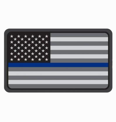 US FLAG PVC THIN BLUE LINE MORALE PATCH - ssairsoft.com