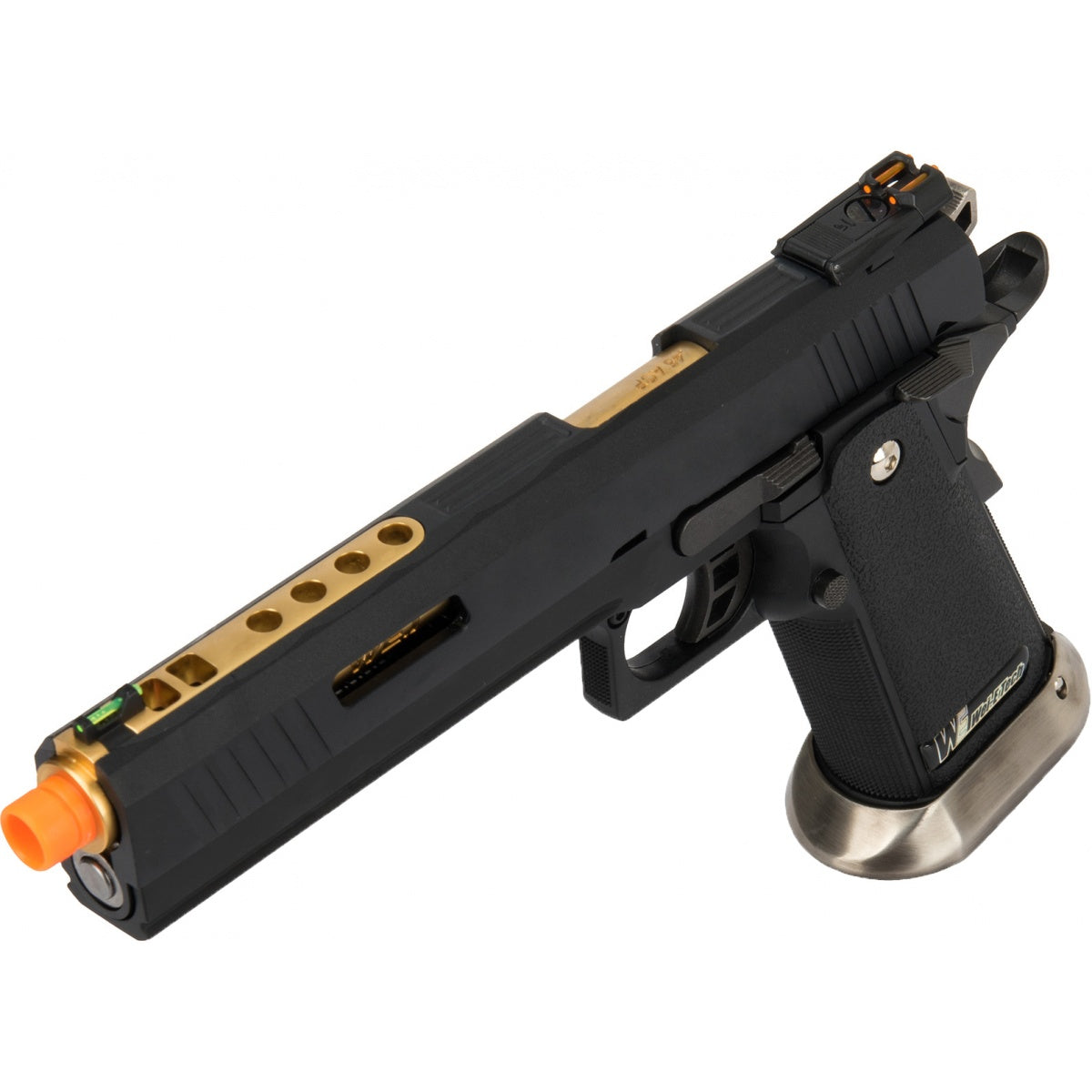 WE Tech 1911 Hi-Capa T-Rex Competition Gas Blowback Airsoft Pistol w/ Sight Mount & Top Ports (BLACK / GOLD) - ssairsoft