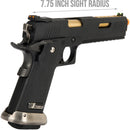 WE Tech 1911 Hi-Capa T-Rex Competition Gas Blowback Airsoft Pistol w/ Sight Mount & Top Ports (BLACK / GOLD) - ssairsoft