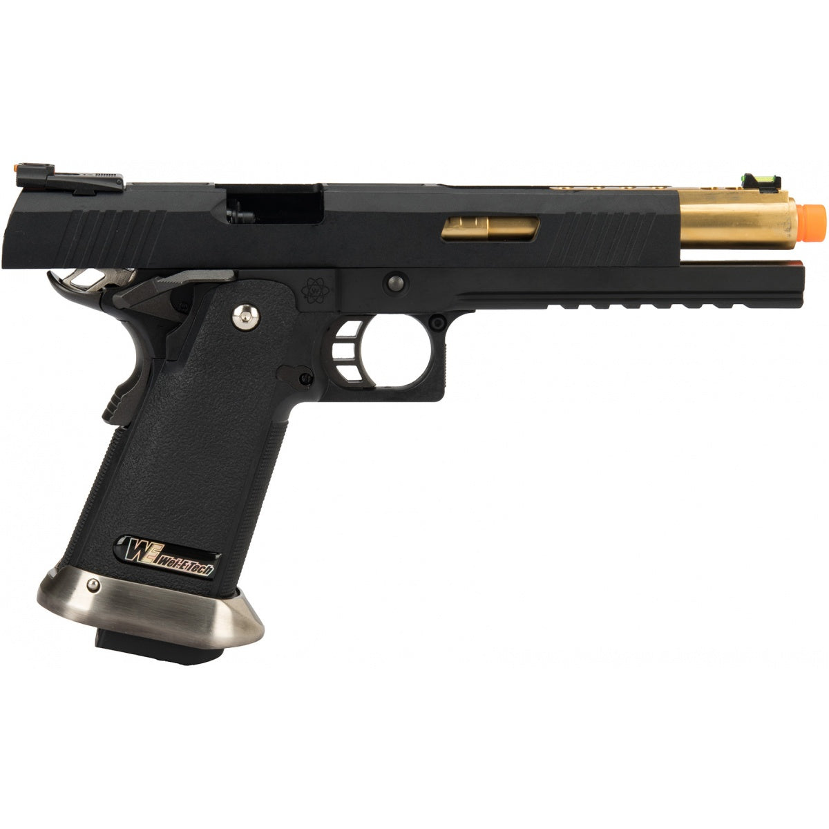 WE Tech 1911 Hi-Capa T-Rex Competition Gas Blowback Airsoft Pistol w/ Sight Mount & Top Ports (BLACK / GOLD) - ssairsoft