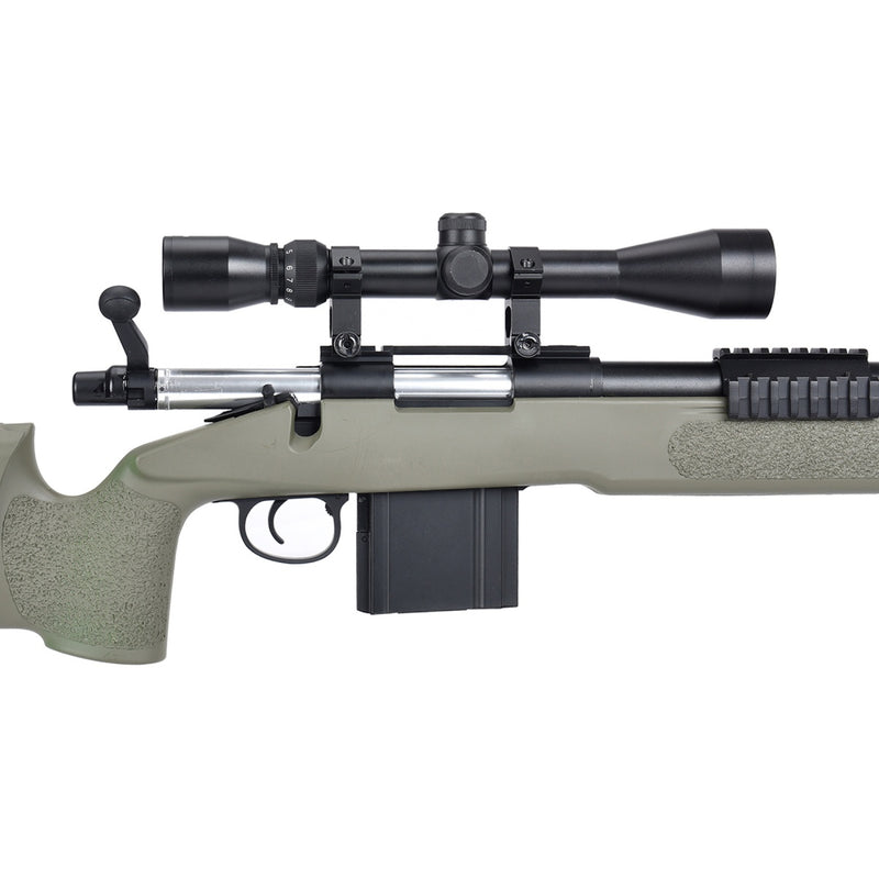 WellFire MB4416 M40A3 Bolt Action Sniper Rifle w/ Scope & Bipod - OD GREEN - ssairsoft