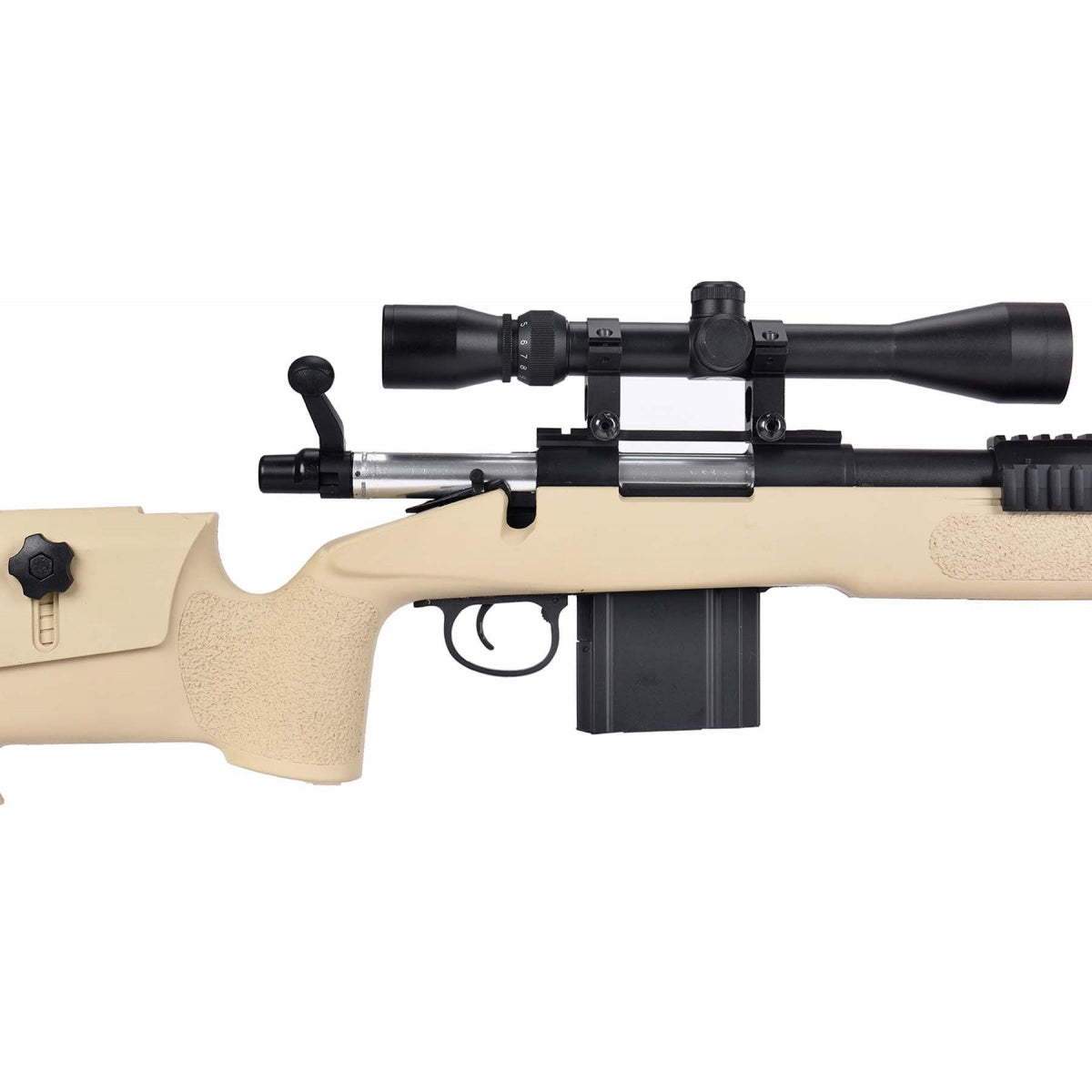 WellFire MB4416 M40A3 Bolt Action Sniper Rifle w/ Scope & Bipod (TAN) - ssairsoft