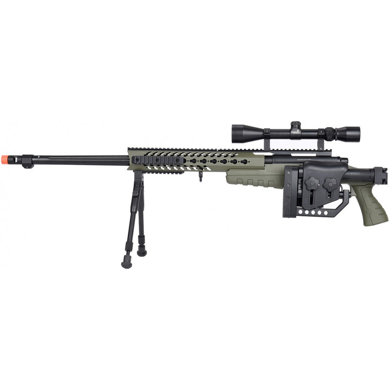 WellFire MB4418-2 Bolt Action Airsoft Sniper Rifle w/ Scope & Bipod - OD GREEN - ssairsoft
