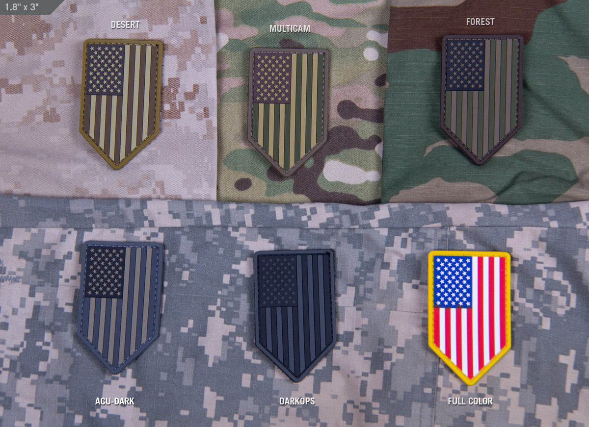 US FLAG VERTICAL SHIELD PVC MORALE PATCH Full Color - ssairsoft.com